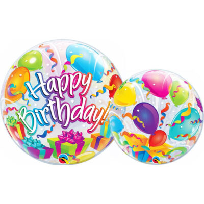 Birthday Surprise bubble balloon 56cm Qualatex latex-free, Auckland NZ