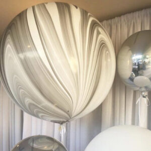 Jumbo ROUND BLACK & WHITE SUPERAGATE Marble Balloon