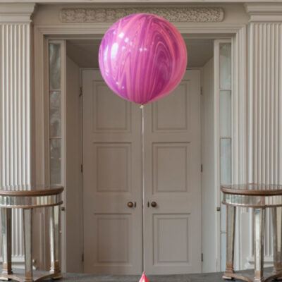 Jumbo ROUND PINK VIOLET RAINBOW SUPERAGATE Marble Balloon