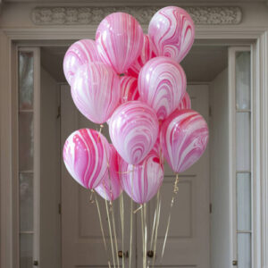 Red& White SuperAgate Marble Balloons