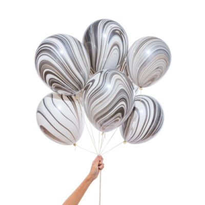 SuperAgate Black & White Marble Balloons