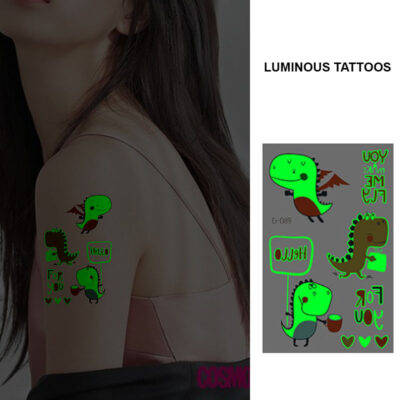 BEI-089 UV glow dark temporary tattoo set Bei-89 12x75cm, party favour Auckland NZ