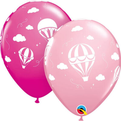 Hot Air Baby Shower latex balloons pink 8 pieces 11 inch Qualatex, Auckland NZ