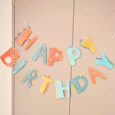 Dinosaur pattern Happy Birthday banner cardstock 14.5cm letters, Auckland NZ