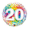 Qualatex Rainbow confetti Age 20 Age 20 rainbow confetti foil balloon 18 inch Qualatex, Auckland NZ