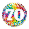 Age 70 rainbow confetti foil balloon 18 inch Qualatex, Auckland NZ