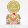 oh baby cake topper2 Oh Baby gold round baby shower cake topper acrylic, Auckland NZ
