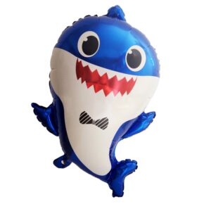 Blue Daddy Shark party foil balloon 66x45cm helium quality, Auckland NZ