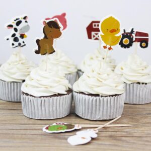 Farm animals cupcake topper picks 24 pieces bamboo paper, Auckland NZ
