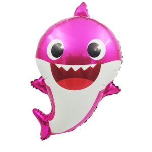 Pink Baby Shark party foil balloon 66x45cm helium quality, Auckland NZ