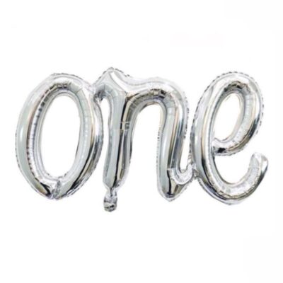 First birthday ONE foil balloon 107x50cm silver, Auckland NZ