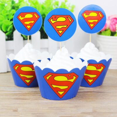 Superman cake toppers Superman cupcake wrappers 12 pieces, Auckland NZ