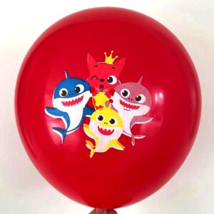 Red Baby Shark print latex balloon 12 inch helium quality, Auckland NZ
