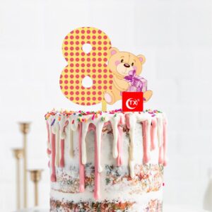 Age 8 teddy bear birthday cake topper acrylic, Auckland NZ
