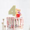 Age Cake Topper - Age Four Age 4 teddy bear birthday cake topper acrylic, Auckland NZ