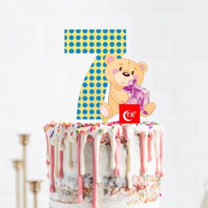 Age 7 teddy bear birthday cake topper acrylic, Auckland NZ