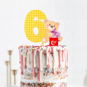 Age 6 teddy bear birthday cake topper acrylic, Auckland NZ