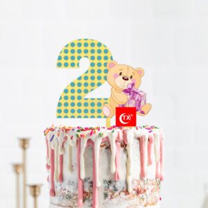Age 2 teddy bear birthday cake topper acrylic, Auckland NZ