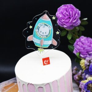 Rocket birthday cake topper acrylic reusable, Auckland NZ