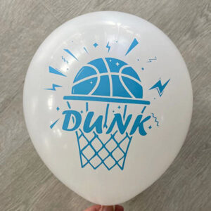 White basketball dunk party balloon 12 inch helium quality, Auckland NZ