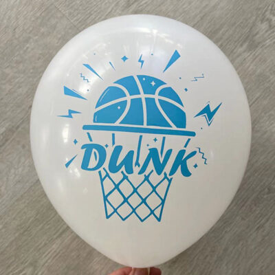 White basketball dunk party balloon 12 inch helium quality, Auckland NZ