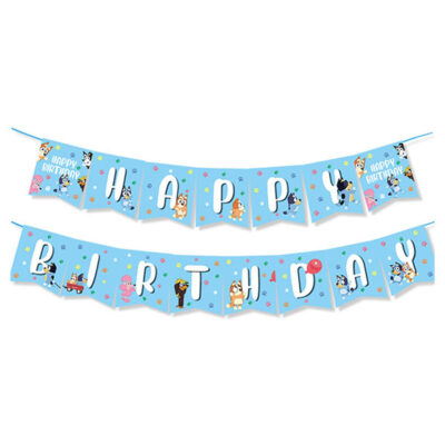 Bluey party Happy Birthday banner 2.5m cardstock ribbon, Auckland NZ