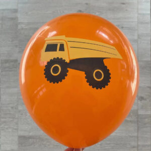 Dump truck party balloon orange 12 inch 28cm helium quality, Auckland NZ