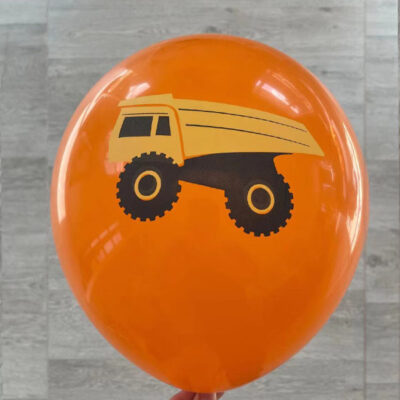 CARTOON DUMP TRUCK-Orange Dump truck party balloon orange 12 inch 28cm helium quality, Auckland NZ