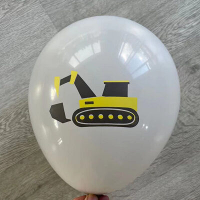 CARTOON Digger-Grey Digger party balloon grey 12 inch 28cm helium quality, Auckland NZ