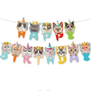 Cat theme party Happy Birthday banner, Auckland NZ