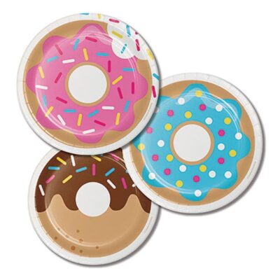 DONUT TIME LUNCH PLATES PAPER 18CM Donut Time paper plates 8 pieces, Auckland NZ