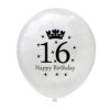 16h Clear Happy Birthday Balloon 16th Birthday clear crown latex balloon 12 inch helium quality, Auckland NZ