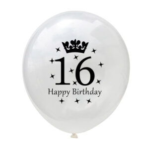16th Birthday clear crown latex balloon 12 inch helium quality, Auckland NZ