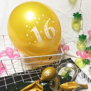 16th Gold Happy Birthday Balloon
