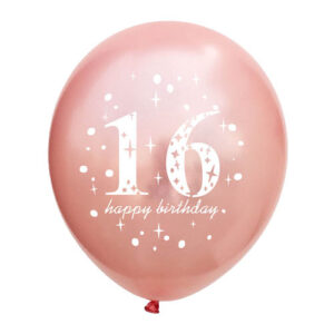 16th Birthday rose gold latex balloon 12 inch helium quality, Auckland NZ
