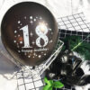 18th Birthday black latex balloon 12 inch helium quality, Auckland NZ