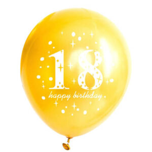 18th Birthday gold latex balloon 12 inch helium quality, Auckland NZ
