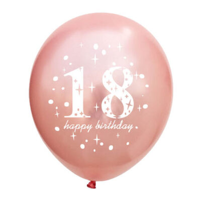 18th Rose Gold Happy Birthday Balloon 18th Birthday rose gold latex balloon 12 inch helium quality, Auckland NZ