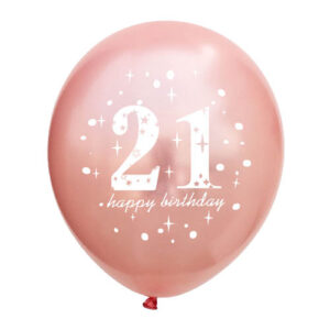 21st Birthday rose gold latex balloon 12 inch helium quality, Auckland NZ