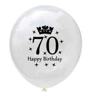 70th Birthday clear crown latex balloon 12 inch helium quality, Auckland NZ