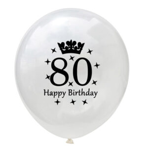 80th Birthday clear crown latex balloon 12 inch helium quality, Auckland NZ
