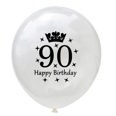 90th Clear Happy Birthday Balloon 90th Birthday clear crown latex balloon 12 inch helium quality, Auckland NZ