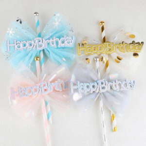 Birthday cake topper bow sticks 4 colours H20cm, Auckland NZ