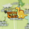 Orange dinosaur birthday party cake topper paper 18.5x11.8cm, Auckland NZ