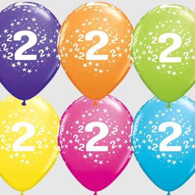 2nd Birthday tropical stars balloon 11 inch 6 colours, Auckland NZ