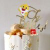 Baby Shark Oh Babies birthday cake topper acrylic gold silver, Auckland NZ