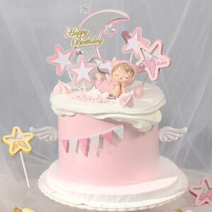 Birthday cake topper pink moon 5 pieces, Auckland NZ