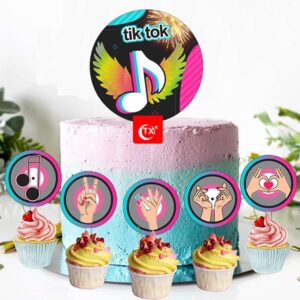 TikTok cake topper with 5 cupcake toppers set A acrylic, Auckland NZ