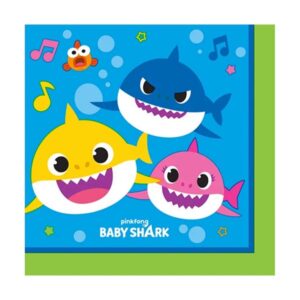 Baby Shark birthday party beverage napkins 16 pack, Auckland NZ