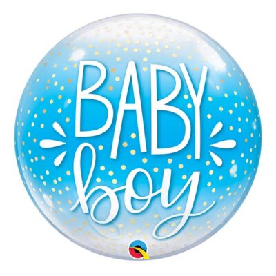 Baby boy blue confetti dots bubble balloon 22 inch 56cm Qualatex, Auckland NZ